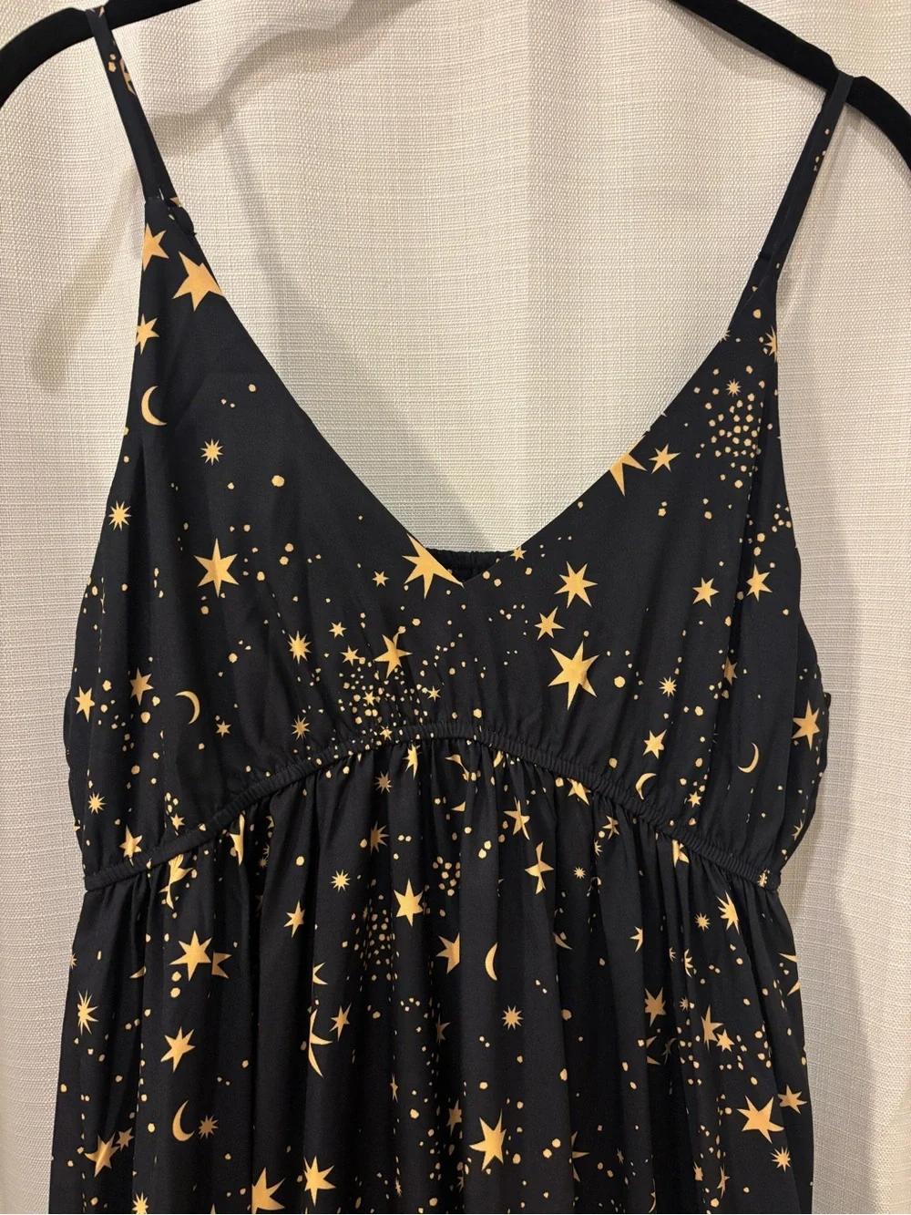 NWOT Black Maxi Dress with Gold Star/Moon Print - Picture 5 of 6